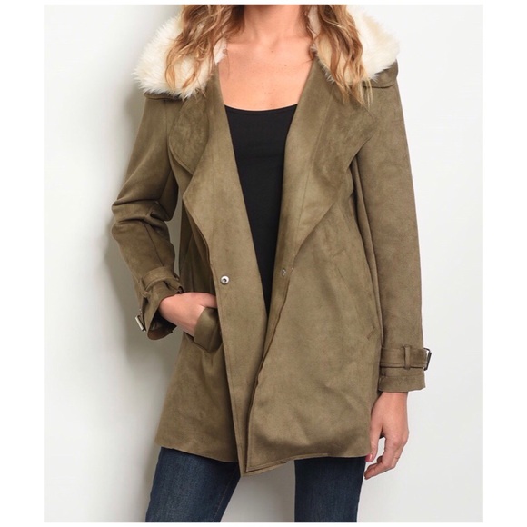 143rd Style Haus Jackets & Blazers - OLIVE SUEDE FUR COAT
